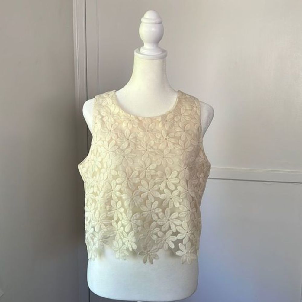 Mind Code Floral Embroidered Crop